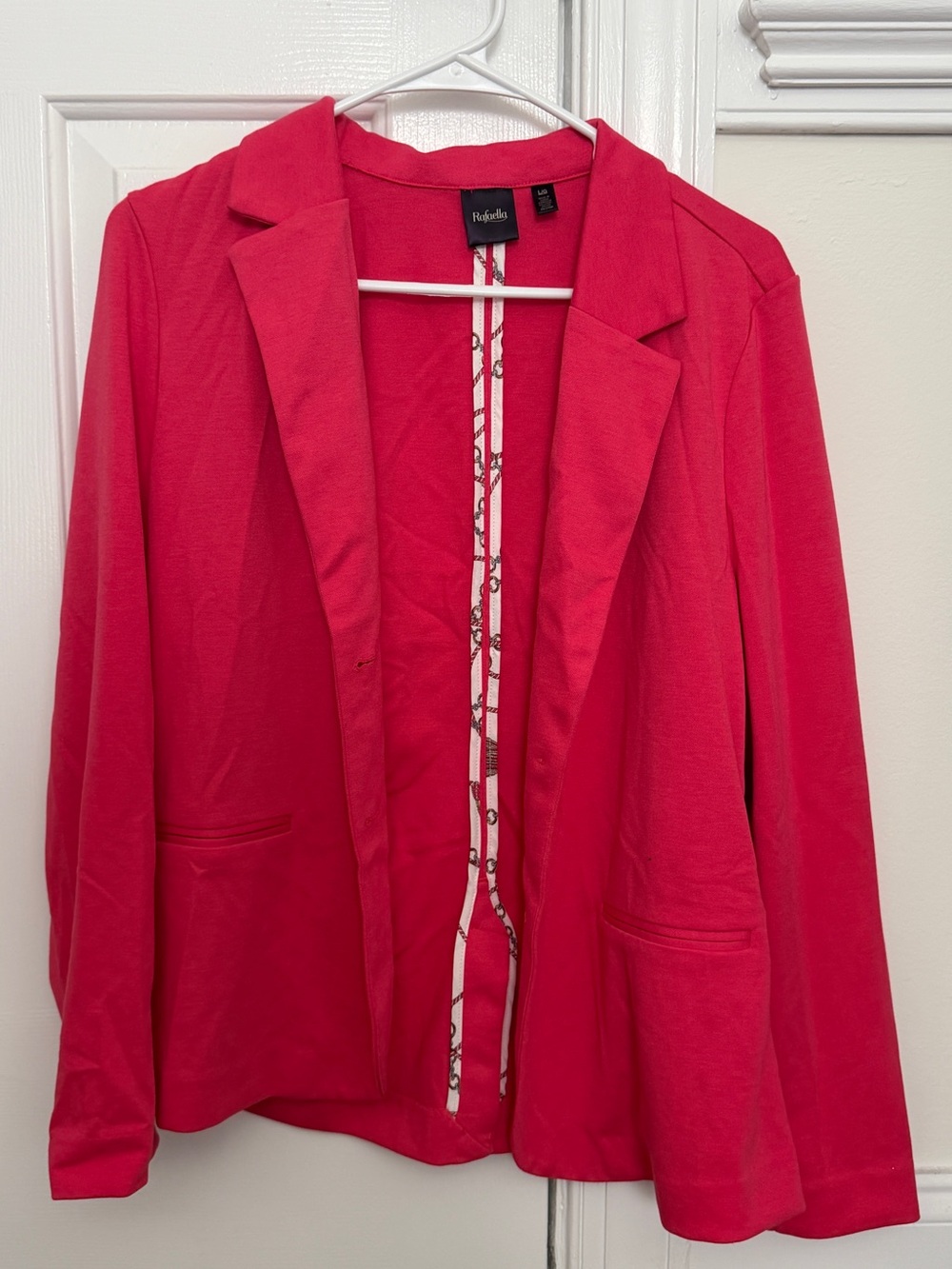 Rafaella hot pink single-breasted knit blazer